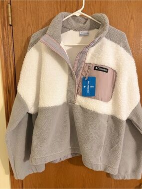 Columbia Grey & White Sherpa Pullover